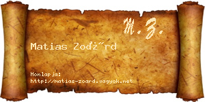 Matias Zoárd névjegykártya